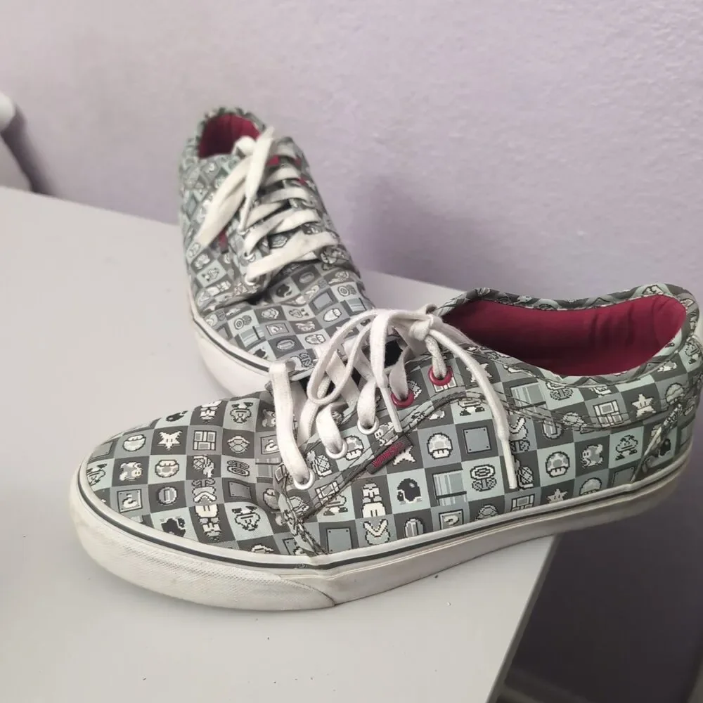 VANS x NINTENDO Check Chukka Low Shoes Mens Size 10 AOP Super Mario Bros
